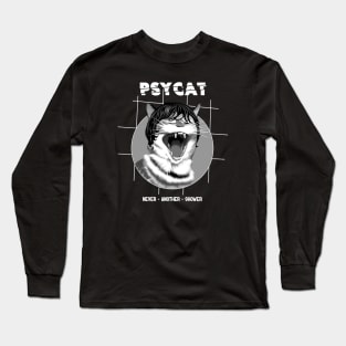 Funny Psycho cat shower Long Sleeve T-Shirt